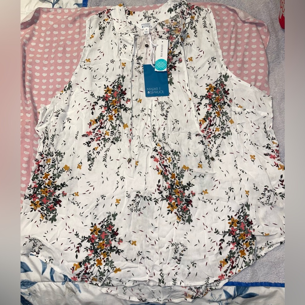 3X Ava Tie Neck Sleeveless Blouse
